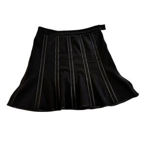 Versai Black Flare Skirt Black Ribbon Stripe Detail Size 8